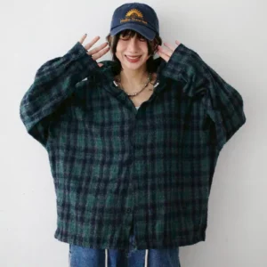 Korea｜格紋連帽襯衫